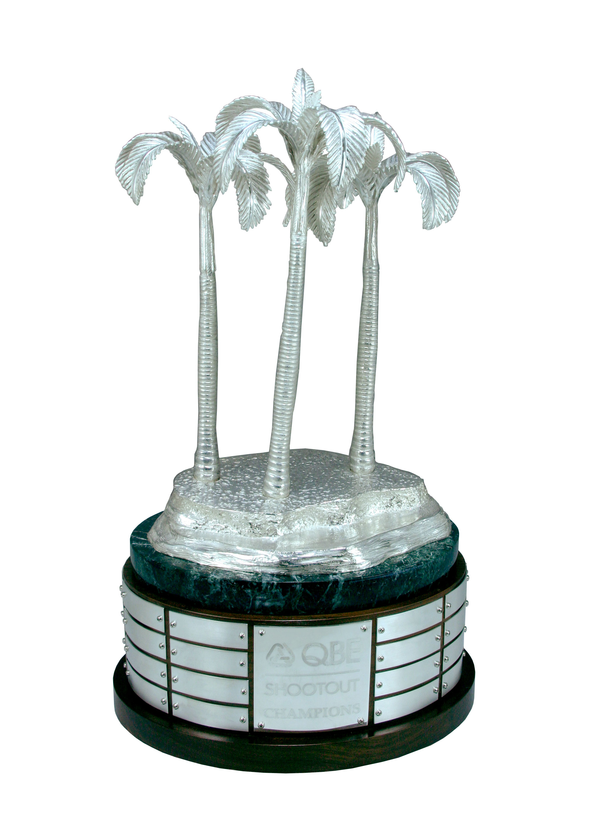 QBE Shootout perpetual trophy made by Malcolm DeMille